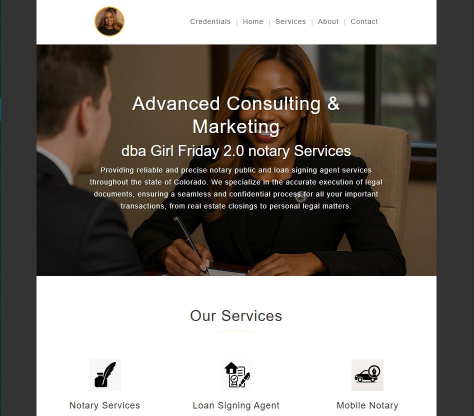 Girl Friday Notary Website Screenshot